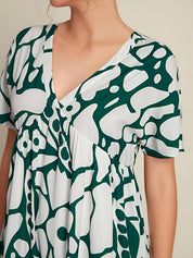Women's Printed Tiered Maxi Dress with V-Neck