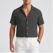 Men's Striped Short Sleeve Button Up Shirt