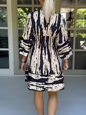 Women's V-Neck Printed Flared Summer Dress