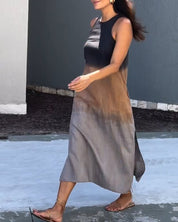 Women's Ombre Sleeveless Maxi Dress with Round Neck