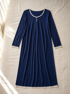 Araminta soft long sleeve nightie, flat lay, Cedar Atelier