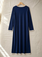 Araminta soft long sleeve nightie, back view on a wooden hanger, Cedar Atelier