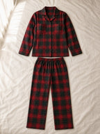 Beatrice soft flannel pyjamas, flat lay of the full set, Cedar Atelier