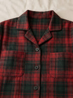 Beatrice soft flannel pyjamas, close-up detail, Cedar Atelier