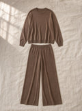 Margot soft knit lounge set, flat lay of the full set, Cedar Atelier