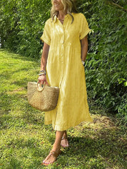 Women's Striped Shirt Dress with Gathered Waist