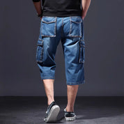 Men's Denim Cargo Shorts with Flap Pockets