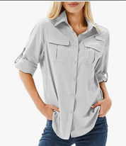 Women's UPF 50 Hiking Shirt with Roll-Up Sleeves
