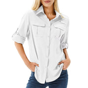 Women's UPF 50 Hiking Shirt with Roll-Up Sleeves