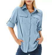 Women's UPF 50 Hiking Shirt with Roll-Up Sleeves