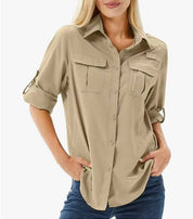 Women's UPF 50 Hiking Shirt with Roll-Up Sleeves
