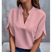 Women's Notch Neck Blouse with Split Sleeves