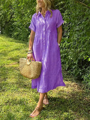 Women's Striped Shirt Dress with Gathered Waist
