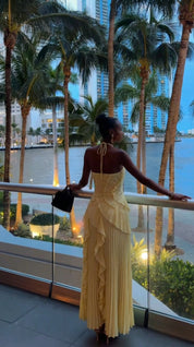 Women's Halter Neck Ruffle Maxi Dress