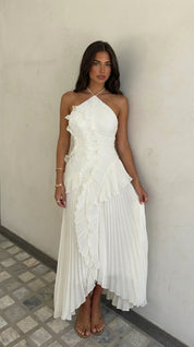 Women's Halter Neck Ruffle Maxi Dress