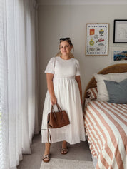 Women's Cotton Smock Midi Dress with A-Line Fit
