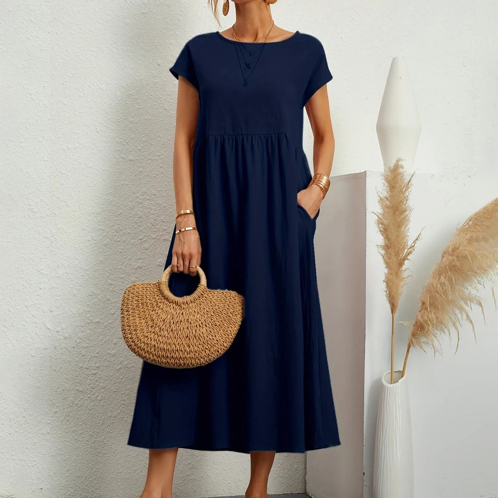 Women's Midi Dress with Pockets