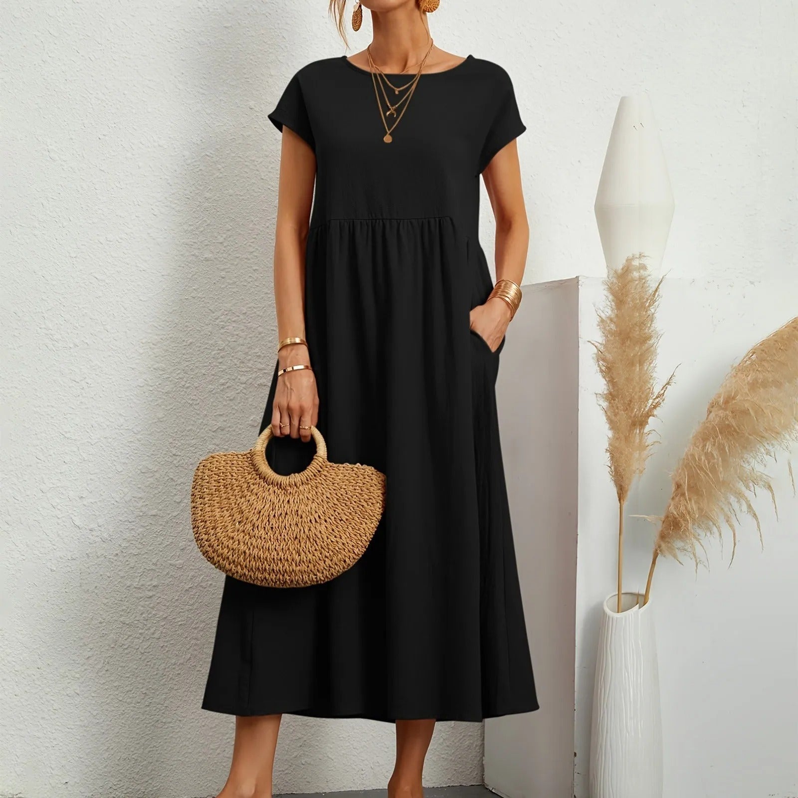 Women's Midi Dress with Pockets