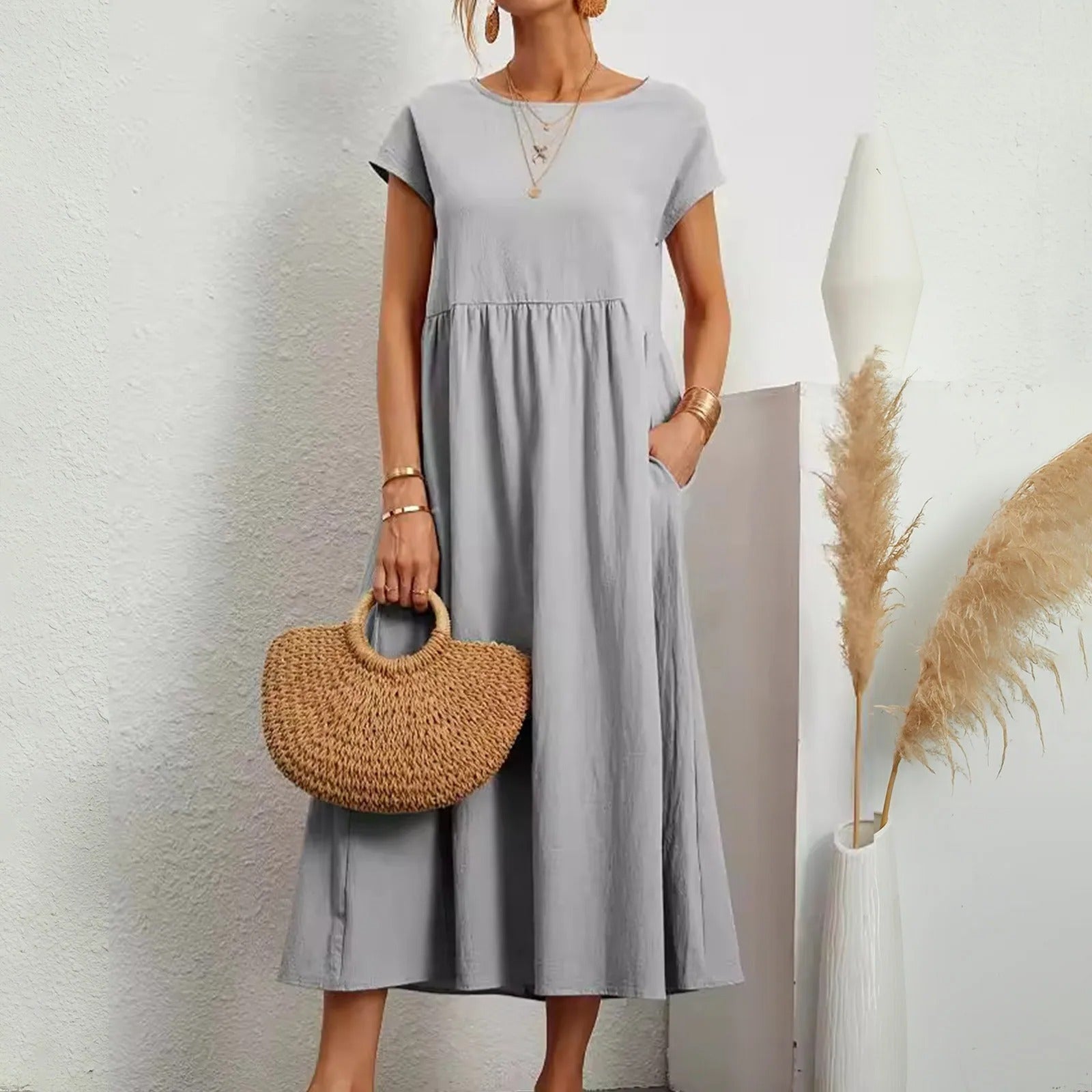 Women's Midi Dress with Pockets