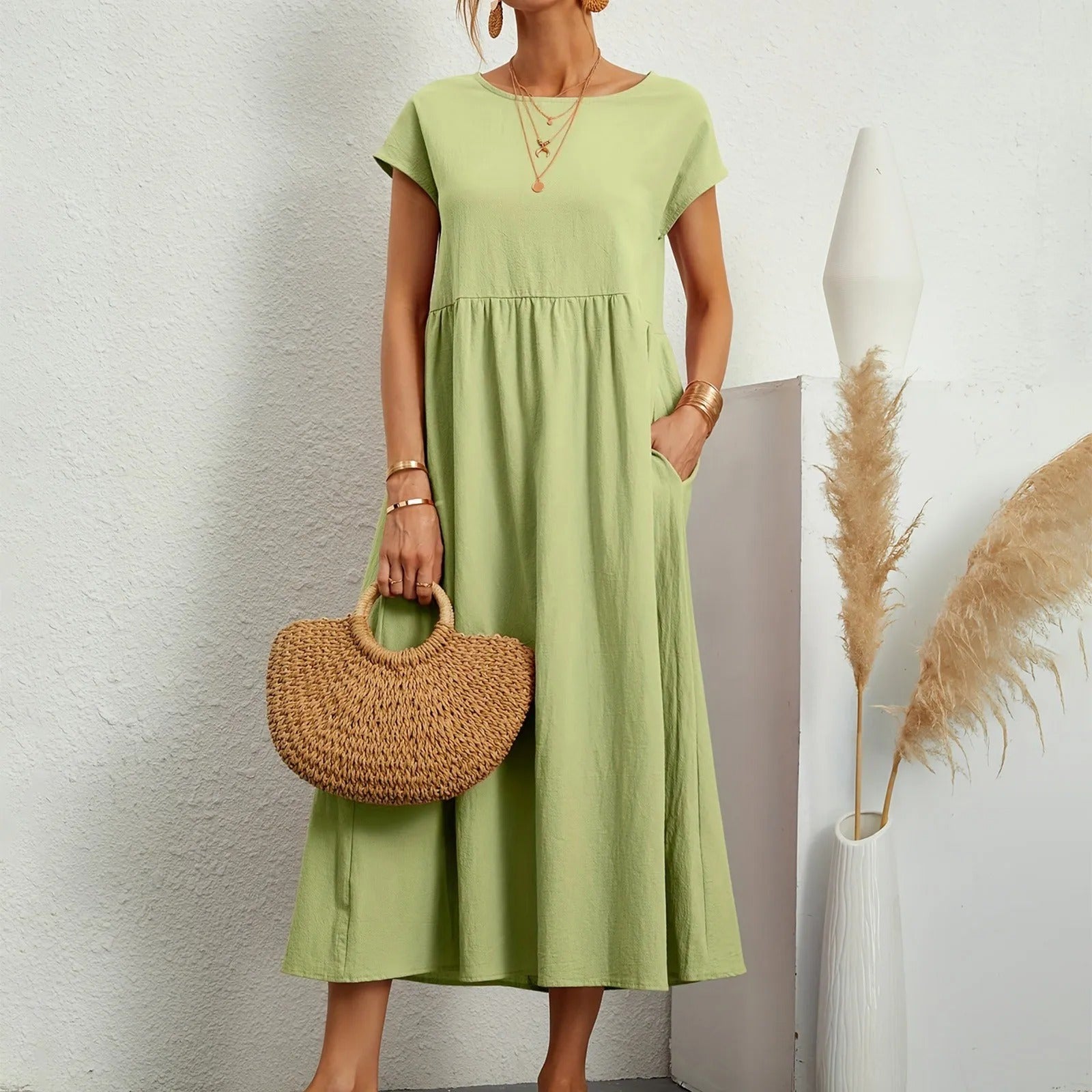 Women's Midi Dress with Pockets